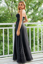 A-Line/Princess Chiffon Applique Sweetheart Sleeveless Floor-Length Prom Dresses