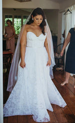 2023 Ball Gown Lace Sweetheart Sleeveless Belt Sweep/Brush Train Wedding Dresses