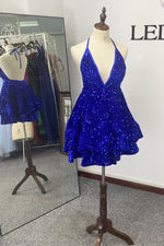 Layers Ball Gown Deep V-neck Sequins Short/Mini Party Dress/Homecoming Dresses LSWHC677184