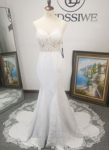 Column Sweetheart Lace Sleeveless White Brush Train Formal Dress/Prom Dresses LSWPD135617