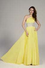One Shoulder A-Line/Princess Chiffon Sequins Sleeveless Sweep Train 2023 Prom Dresses LSWD309275