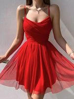 2023 A-Line/Princes Sweetheart Tulle Red Short/Mini Sleeveless Homecoming Dresses LSHCD27982