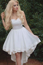 A-Line Satin Ivory Sweetheart 2023 Sleeveless High-Low Homecoming/Graduation Party Dresses LSHCD27744