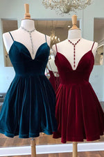 2023 A-Line/Princess V-neck Satin Red Sleeveless Short/Mini Homecoming Dresses LSHCD28010