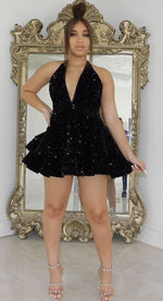 Ball Gown V-neck Black Layers Short/Mini Sleeveless Sequins 2023 Homecoming Dresses LSHCD28030