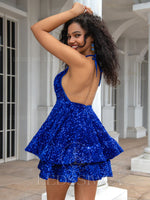 Ball Gown V-nekc Sequins 2023 Short/Mini Sleeveless Homecoming Dresses LSWHC135673