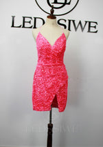 Sequins Sheath/Column Spaghetti Straps Sleeveless Short Homecoming Dresses LSWHC135651